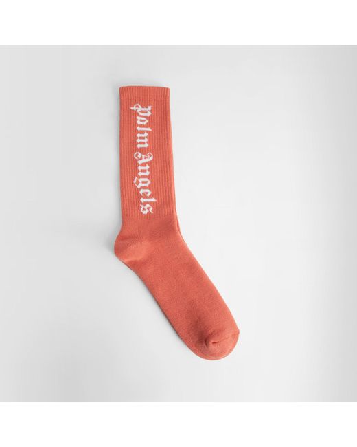 Palm Angels Red Sock With Logo for men