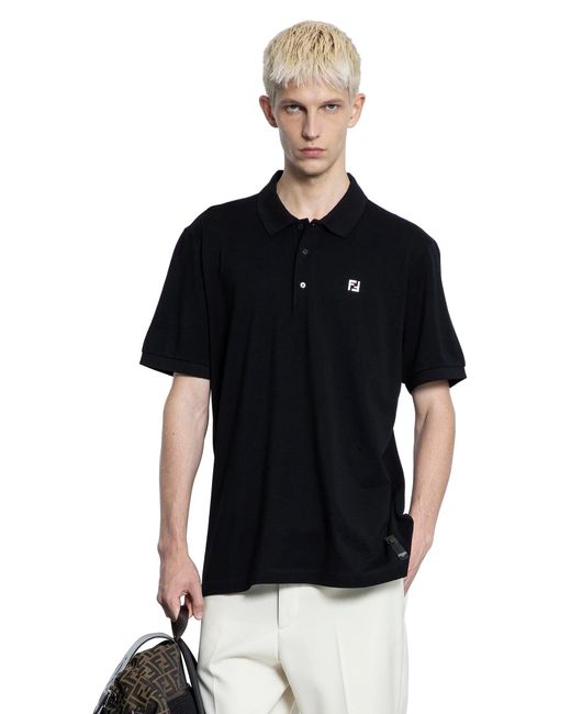 Fendi Black Ff Cotton Piqué Polo Shirt for men