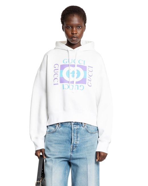 Gucci White Vintage Logo Boxy Hoodie