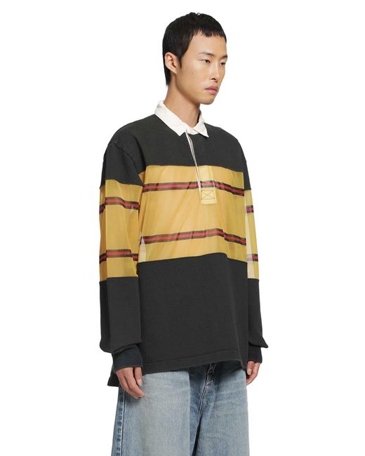 Kapital Black Dense Jersey X Sheer Jersey Rugby Polo for men