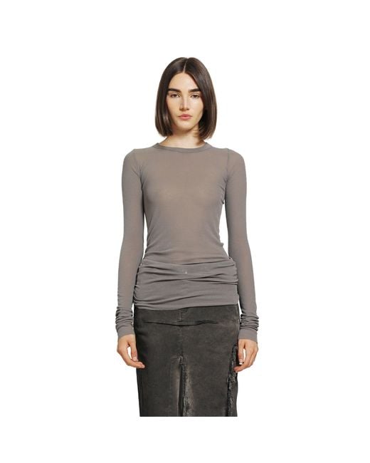 Rick Owens Gray Tower Rib Ls T
