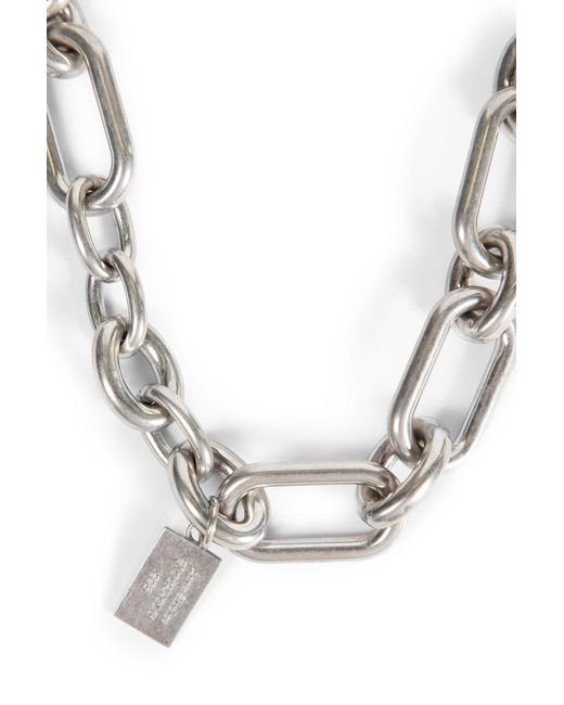 Acne White Padlock Chain Necklace