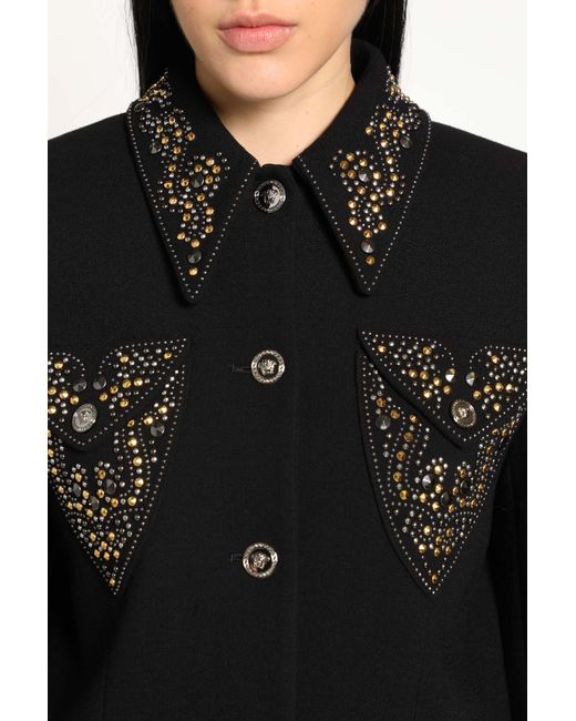 Versace Black Studded Wool Crop Jacket