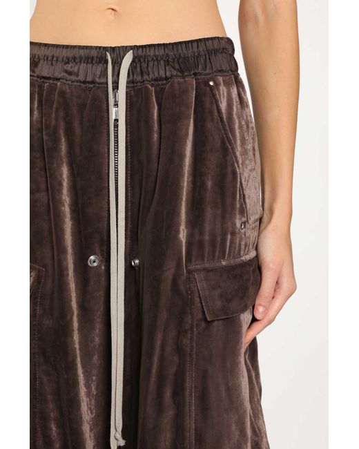 Rick Owens Brown Viscose Silk Straight Leg Trousers