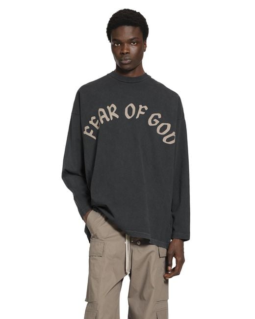 Fear Of God Black Printed Long Sleeve Tee for men