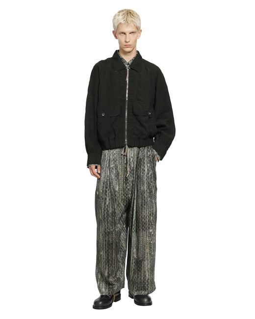 Ziggy Chen Black Puppytooth Cropped Aviator Jacket for men