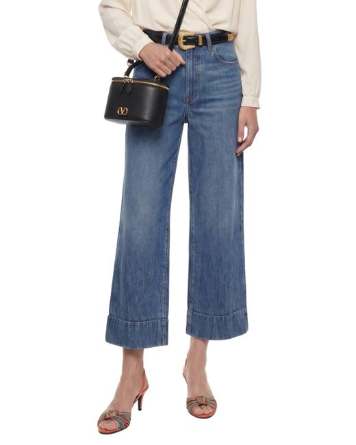 Valentino Blue Cropped Flare Jeans