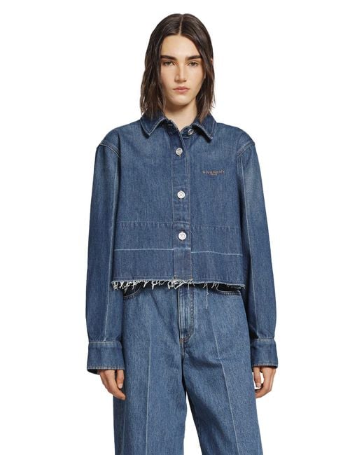 Givenchy Blue Cropped Denim Shirt