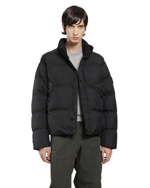 Stone Island Black 4100109 Crinkle Reps Down Jacket for men