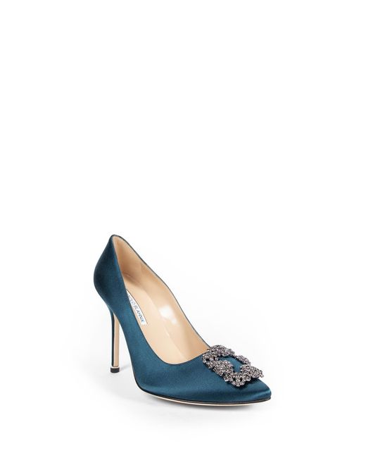 Manolo Blahnik Blue Hangisi Pumps 105