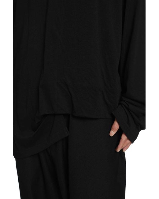Yohji Yamamoto Black Asymmetric Hem Long Sleeve Tee for men