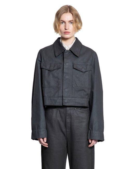 Lemaire Blue Trucker Jacket Shiny Coated Denim