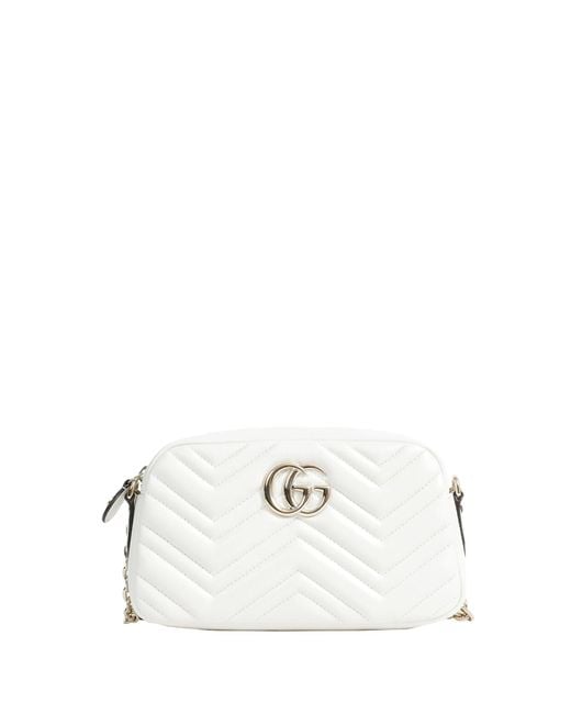 Gucci White Gg Marmont Small Camera Bag