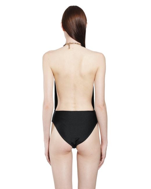 Saint Laurent Black Backless Halter Swimsuit