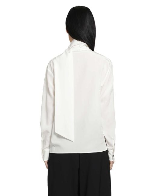 RETORI White Crepe De Chine Scarf Detail Blouse