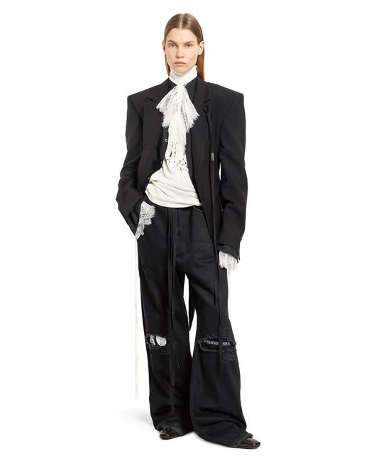 Ann Demeulemeester Black Jeans Polly 5 Tasche Distressed Alta Comodità