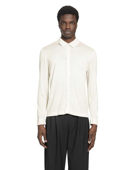 Lardini White Silk Knit Shirt for men