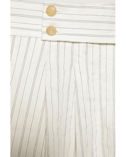 Hed Mayner White Pinstriped Wool Shorts for men