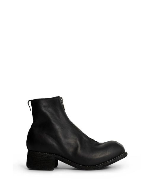 Guidi Black Front Zip Leather Ankle Boots for men