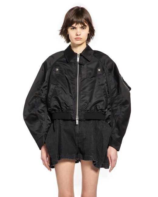 Sacai Black Cotton Chino X Nylon Twill Blouson
