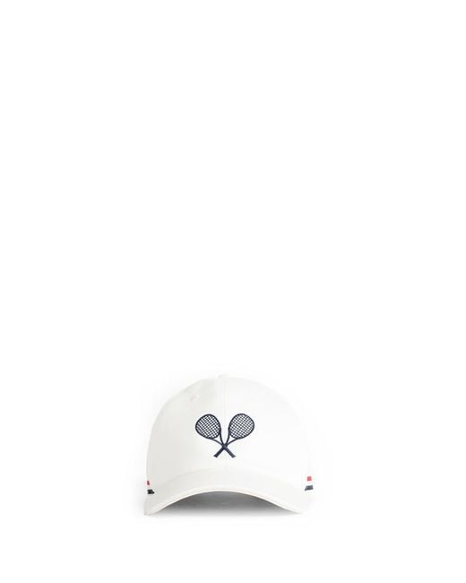 Thom Browne White Tennis Racquet Baseball Cap for men