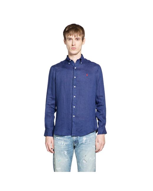 Polo Ralph Lauren Blue Custom Fit Linen Shirt for men