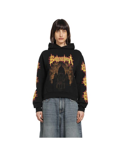 Balenciaga Black Sacré Coeur Medium Fit Hoodie