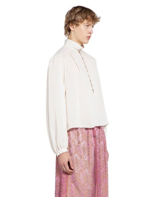 Ann Demeulemeester White Thorald High Comfort Cropped Serafino Top for men