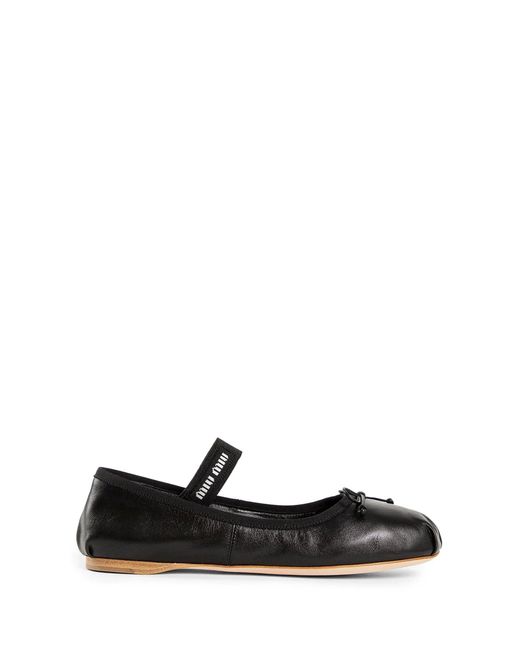 Miu Miu Black Leather Ballerinas