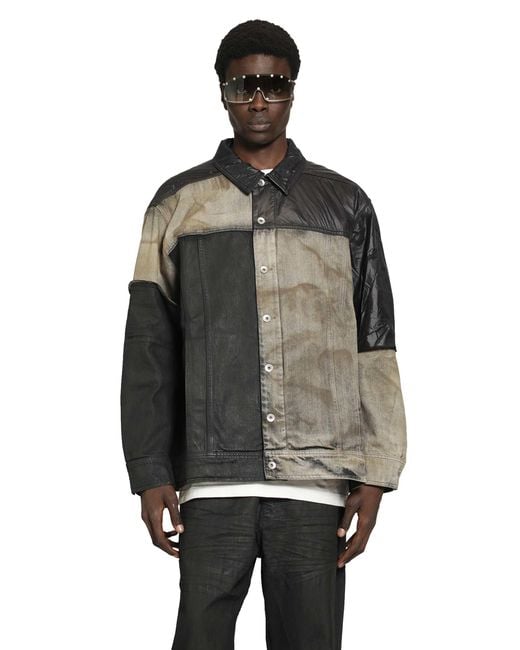 Rick Owens Black Jumbo Worker Patchwork Jacket for men