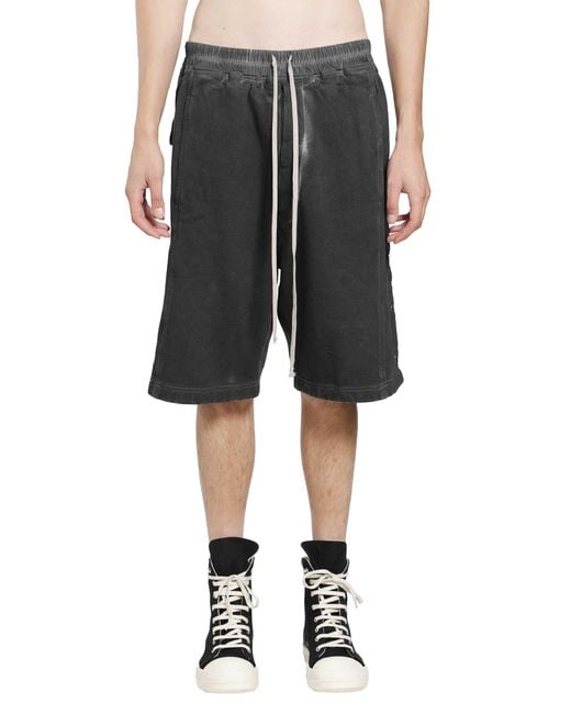 Rick Owens Gray Tower Wide Pusher Shorts for men