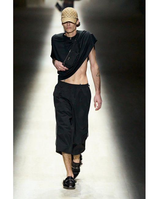 Gucci Black Interlocking G Cotton Nylon Bermudas for men
