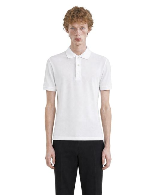 Tom Ford White Piqué Short Sleeve Polo Shirt for men