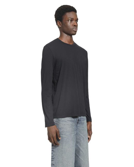 James Perse Black Long Sleeve Crewneck T-Shirt for men