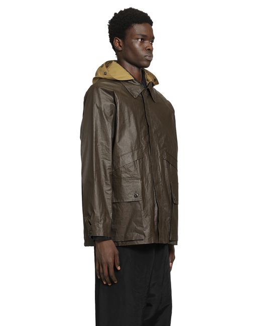 Lemaire Brown Coated Technical Linen Rain Jacket for men