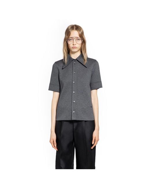 Gucci Gray Wool Cotton Jersey Short Sleeve Shirt