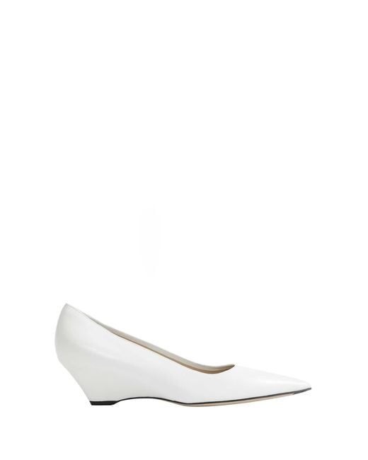 The Row White Liisa Wedge Heel Pumps