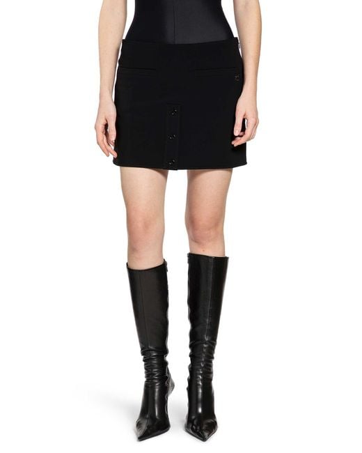 Courreges Black Buttoned Mini Skirt