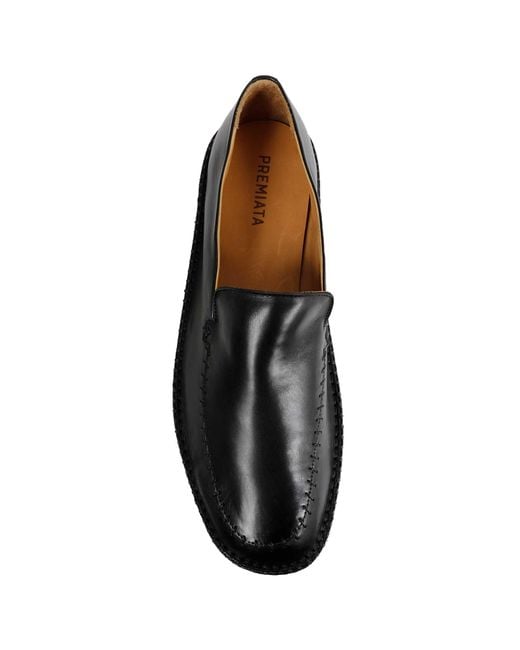 Premiata Black Structured Leather Loafers for men
