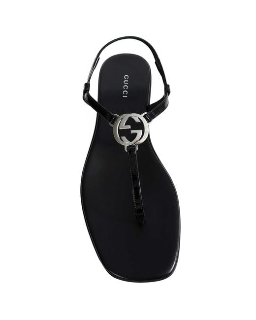 Gucci Brown Interlocking G Thong Sandals