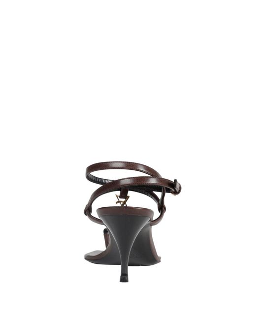 Saint Laurent Brown Cassandre Leather Sandals