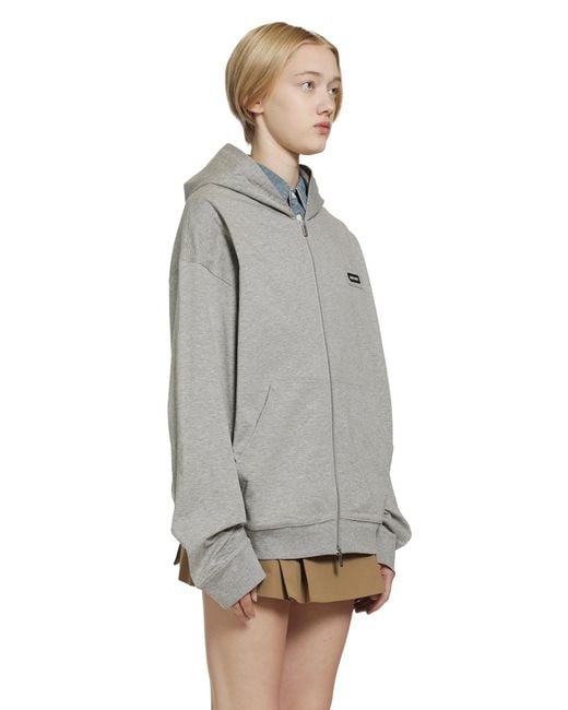 Miu Miu Gray Cotton Jersey-Zip-Up Hoodie