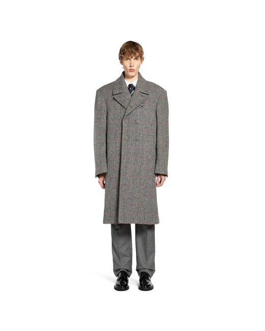 Thom Browne Gray Oversized Peacoat for men