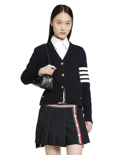 Thom Browne Black Milano Classic 4-Bar V-Neck Cardigan