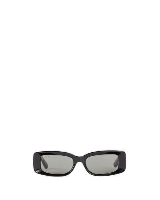 Gucci Black Rectangular Acetate Sunglasses
