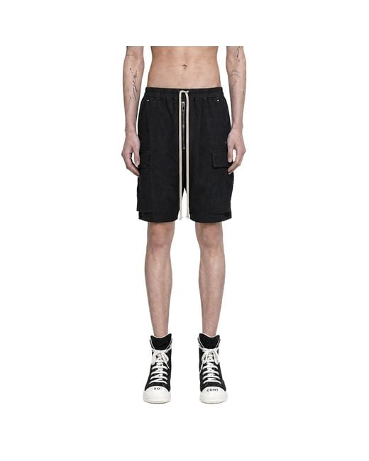 Rick Owens Black Tower Cargobela Shorts for men