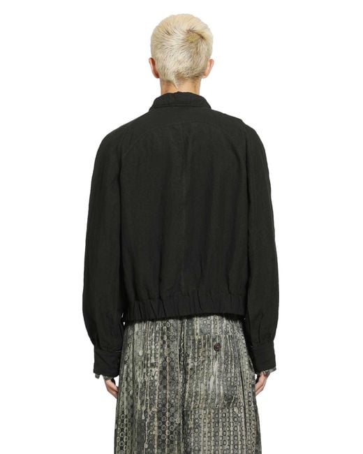 Ziggy Chen Black Puppytooth Cropped Aviator Jacket for men