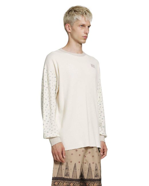 Kapital White Waffle Jersey Calico Long Sleeve T-Shirt for men