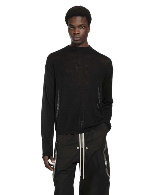 Rick Owens Black Temple Sheer Sweater for men