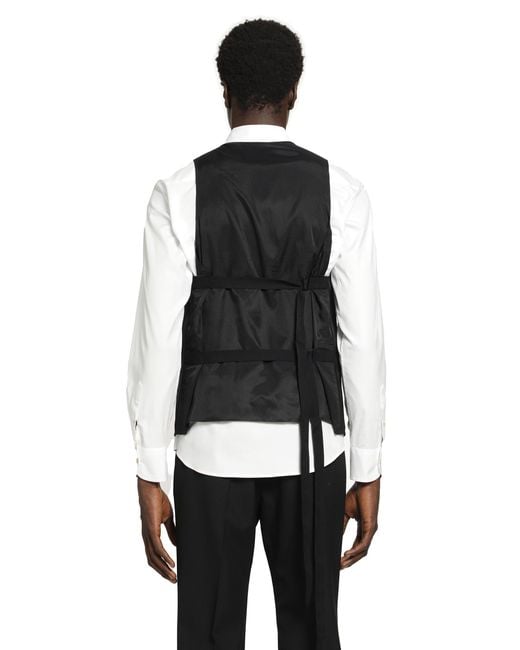 Ann Demeulemeester Black Juikko Striped Satin Waistcoat for men